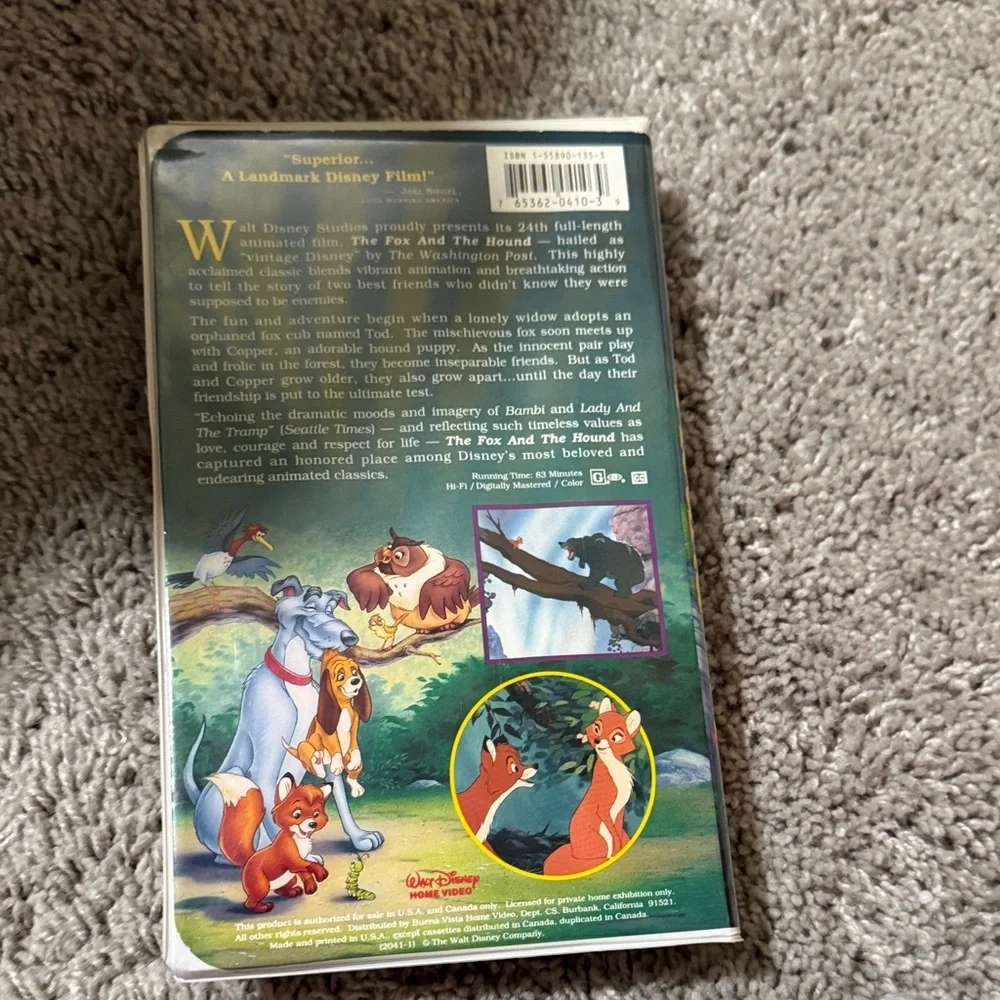 Disney's The Fox and the Hound VHS - Blue and Orange Cover